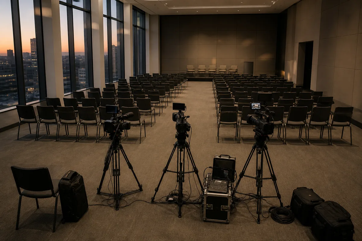 Un dispositif multicaméra installé au fond d&rsquo;une salle de conférence