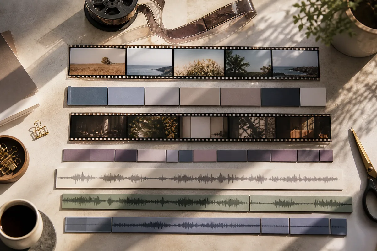 Une timeline de montage vidéo avec plusieurs pistes image et son organisées